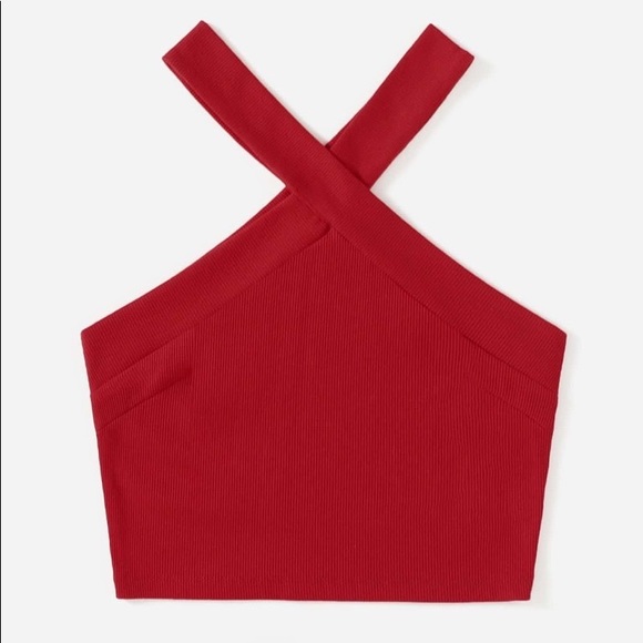 SHEIN Rib Knit Halter Crop Top - Picture 1 of 8